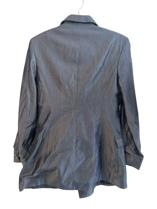 Oscar by Oscar de la Renta Size 10 Grey Cotton Blend Double Breast V Neck Jacket Grey / 10