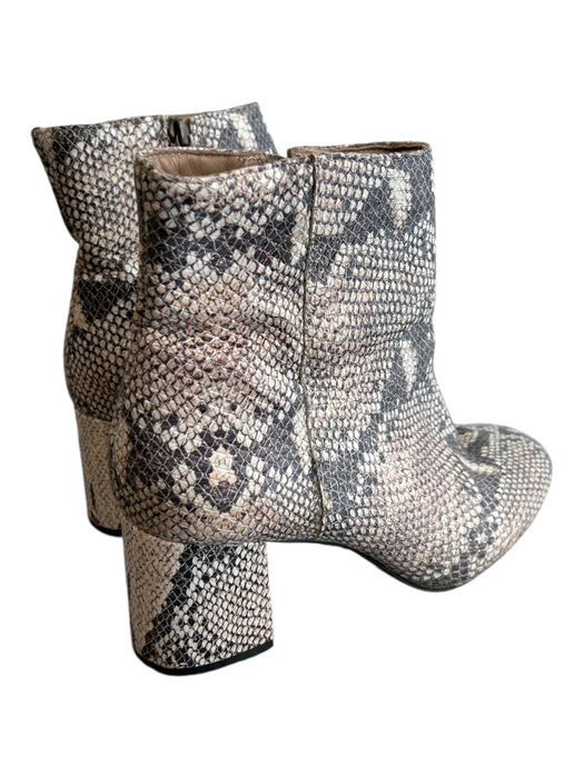 ABLE Shoe Size 8.5 Beige Manmade Upper Snake Print Round Toe Side Zip Boots Beige / 8.5