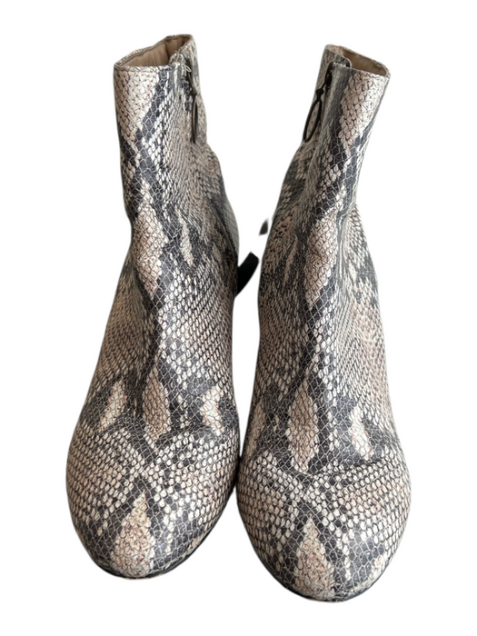 ABLE Shoe Size 8.5 Beige Manmade Upper Snake Print Round Toe Side Zip Boots Beige / 8.5