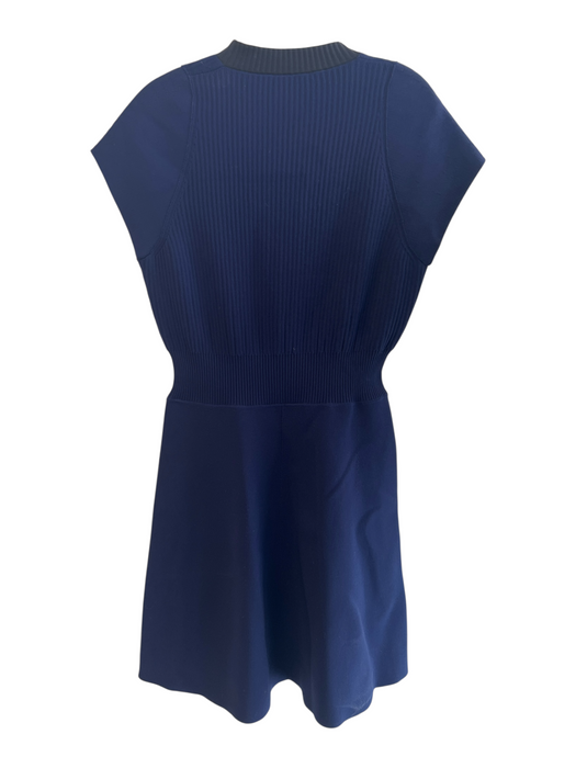 Louis Vuitton Size M Blue Polyamide & Wool Blend Stretch Knit Cap Sleeve Dress Blue / M