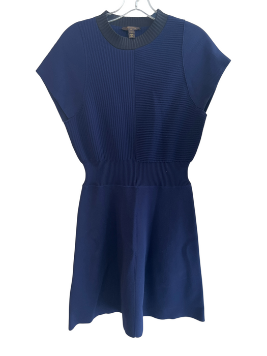 Louis Vuitton Size M Blue Polyamide & Wool Blend Stretch Knit Cap Sleeve Dress Blue / M