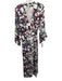 Elizabeth & James Size S White, Blue, Purple Silk Long Sleeve Floral Wrap Dress White, Blue, Purple / S