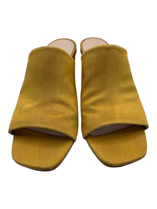 Stuart Weitzman Shoe Size 7.5 Yellow Textile open toe Block Heel Pumps Yellow / 7.5