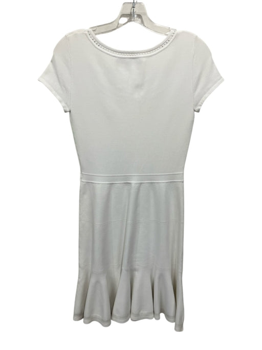 Diane Von Furstenberg Size S/M White Rayon Blend Knit Short Sleeve Dress White / S/M