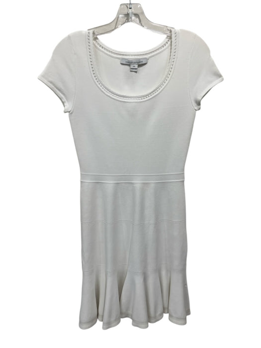 Diane Von Furstenberg Size S/M White Rayon Blend Knit Short Sleeve Dress White / S/M