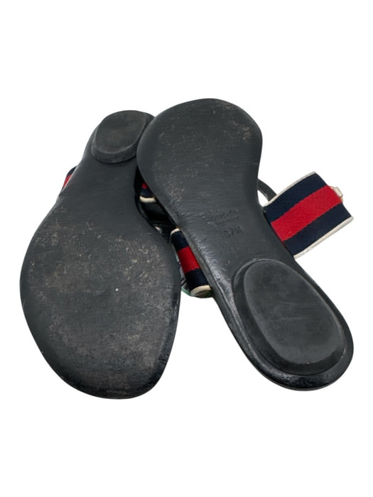 Gucci Shoe Size 37.5 Black, White, Red, Blue Leather & Synthetic Thong Sandals Black, White, Red, Blue / 37.5