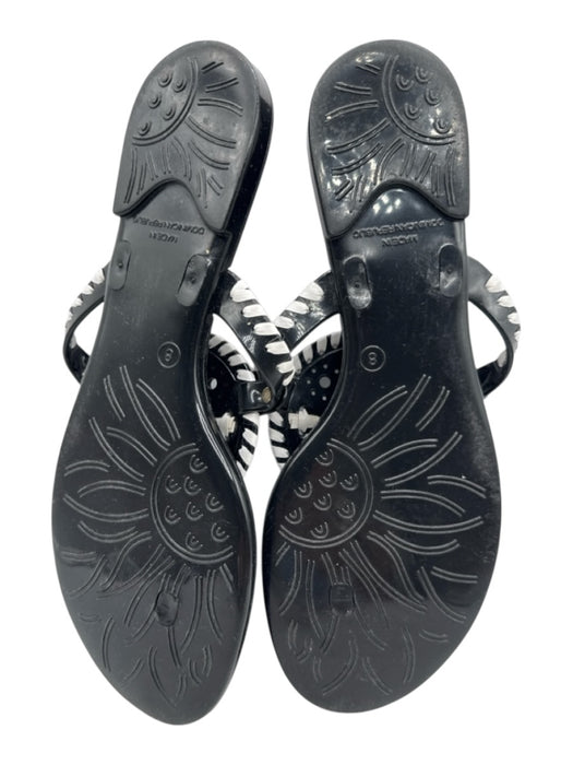 Jack Rogers Shoe Size 8 Black & White Jelly Thong Contrast Stitch Sandals Black & White / 8