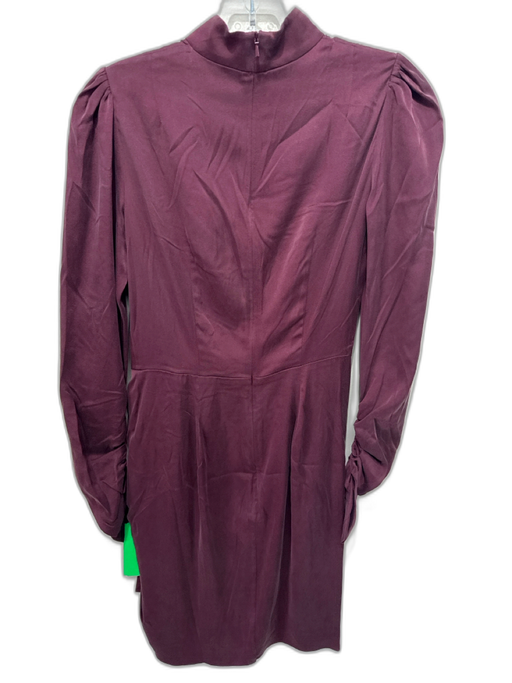 Zimmermann Size 0 Burgundy Silk Blend Mock Neck Back Zip Ruched Dress Burgundy / 0