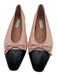 Aquazzura Shoe Size 37.5 Pink & Black Nappa Leather Cap Toe Bow Detail Flats Pink & Black / 37.5