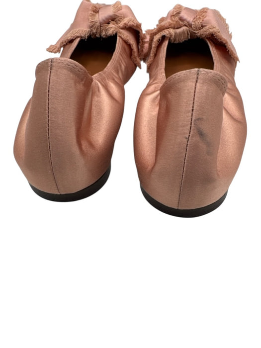 Lanvin Shoe Size 38 Rose Gold Pink Satin Grosgrain Bow Round Toe Ballet Flats Rose Gold Pink / 38