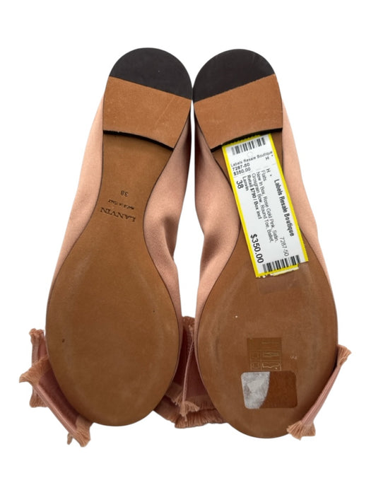 Lanvin Shoe Size 38 Rose Gold Pink Satin Grosgrain Bow Round Toe Ballet Flats Rose Gold Pink / 38