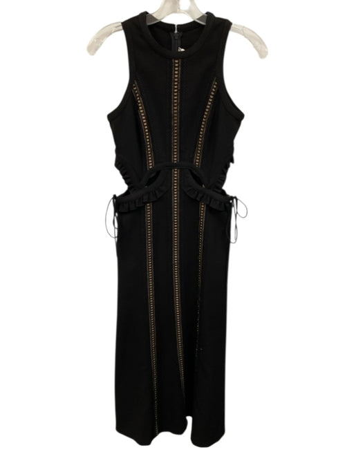 Self-Portrait Size 4 Black & Beige Polyester Blend Sleeveless Cutouts Dress Black & Beige / 4