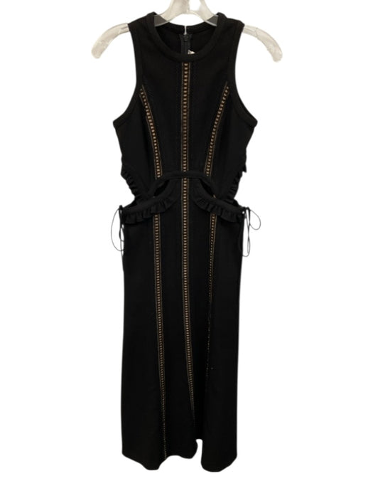 Self-Portrait Size 4 Black & Beige Polyester Blend Sleeveless Cutouts Dress Black & Beige / 4