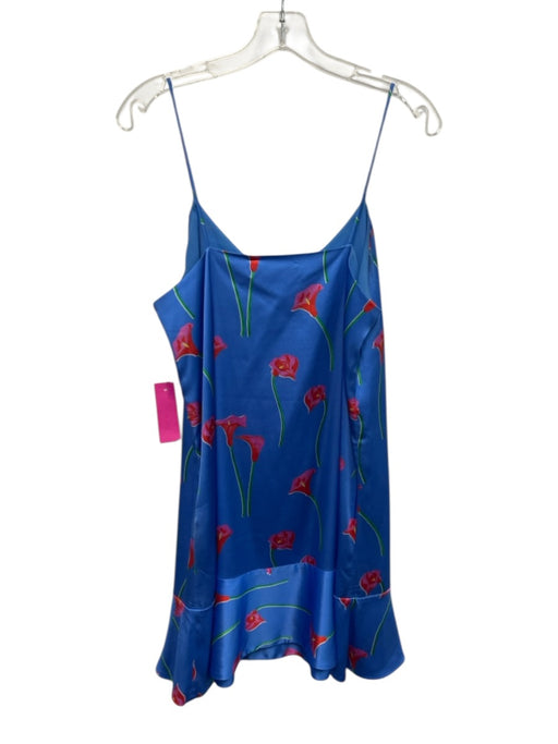 Caroline Constas Size M Blue, Green & Pink Silk Blend Floral V Neck Dress Blue, Green & Pink / M