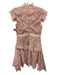Self-Portrait Size 6 Pink & Beige Polyester Cap Sleeve High Neck Back Zip Dress Pink & Beige / 6