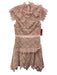 Self-Portrait Size 6 Pink & Beige Polyester Cap Sleeve High Neck Back Zip Dress Pink & Beige / 6