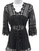 Self-Portrait Size 4 Black Polyester Blend Lace Lace Up Neckline A line Dress Black / 4