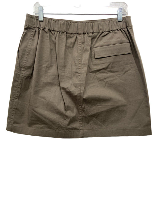 Theory Size L Dark Olive Green Cotton Elastic Waist Pockets Mini Skirt