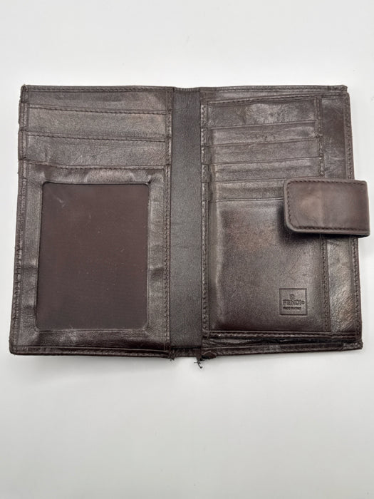 Fendi Brown Canvas & Leather Monogram Zucca Snap Button Close Coin pouch Wallets