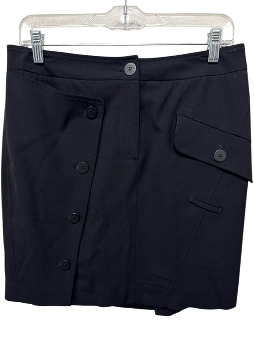 Burberry Size 10 Black Wool Blend Asymmetric Button Zip & Button Skirt Black / 10