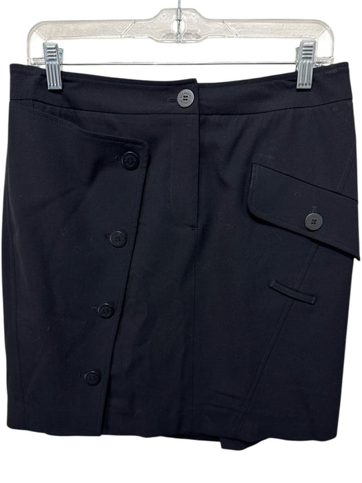 Burberry Size 10 Black Wool Blend Asymmetric Button Zip & Button Skirt Black / 10