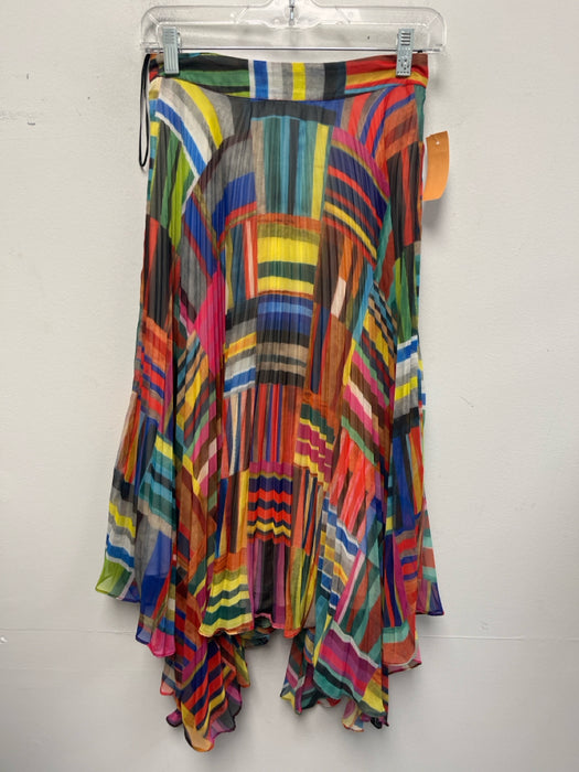 RANNA GILL Size XS Orange, Yellow & Multi Polyester Chiffon Overlay Skirt