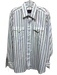 Panhandle Slim Size 17 White Cotton Blend Striped Button Down Long Sleeve Shirt White / 17