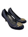 Tory Burch Shoe Size 7 Black & Navy Patent Leather Stretch Logo Round Toe Shoes Black & Navy / 7