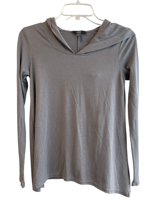 Alo Size XS Gray Polyester Long Sleeve Hooded Solid Color Athleisure Top Gray / XS