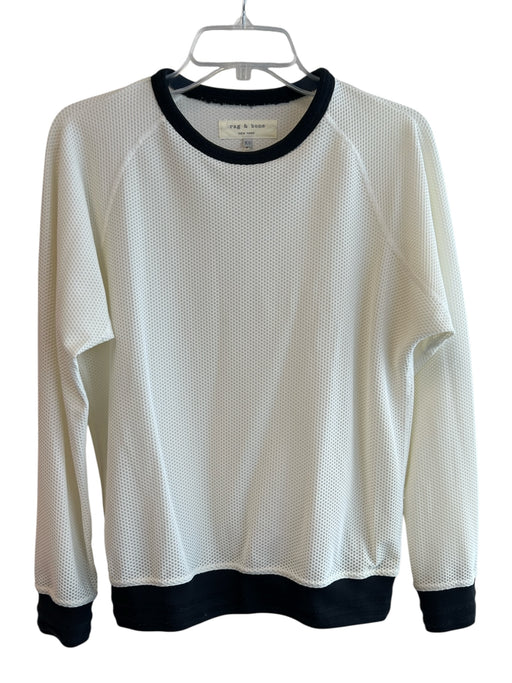 Rag & Bone Size XS White & Black Polyamid Long Sleeve Jersey Round Neck Top White & Black / XS