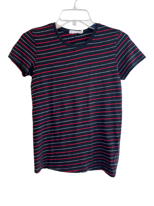 Rag & Bone Size XS Black & Red Cotton Blend Short Sleeve Striped Round Neck Top Black & Red / XS