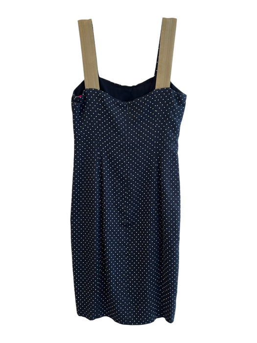 Akris Size 6 Navy Blue Baumwolle Cotton Sleeveless Polka Dot Square Neck Dress Navy Blue / 6