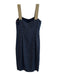 Akris Size 6 Navy Blue Baumwolle Cotton Sleeveless Polka Dot Square Neck Dress Navy Blue / 6