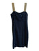 Akris Size 6 Navy Blue Baumwolle Cotton Sleeveless Polka Dot Square Neck Dress Navy Blue / 6