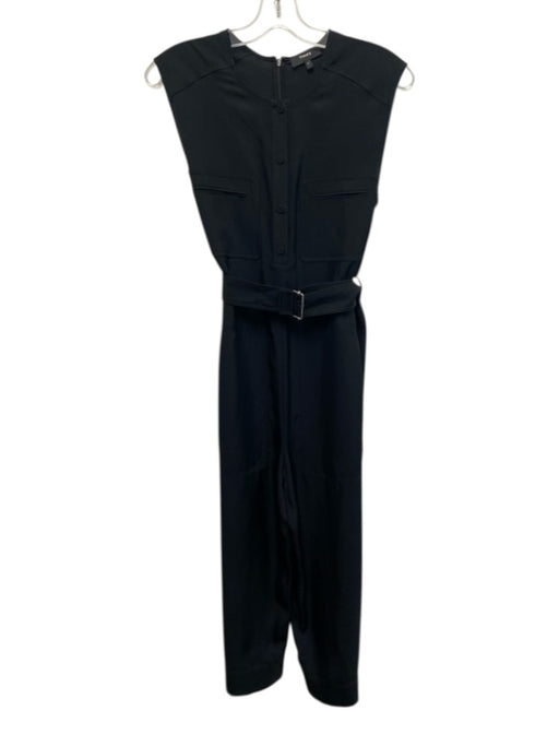 Theory Size P Black Triacetate Sleeveless Patch Pockets Jumpsuit Black / P