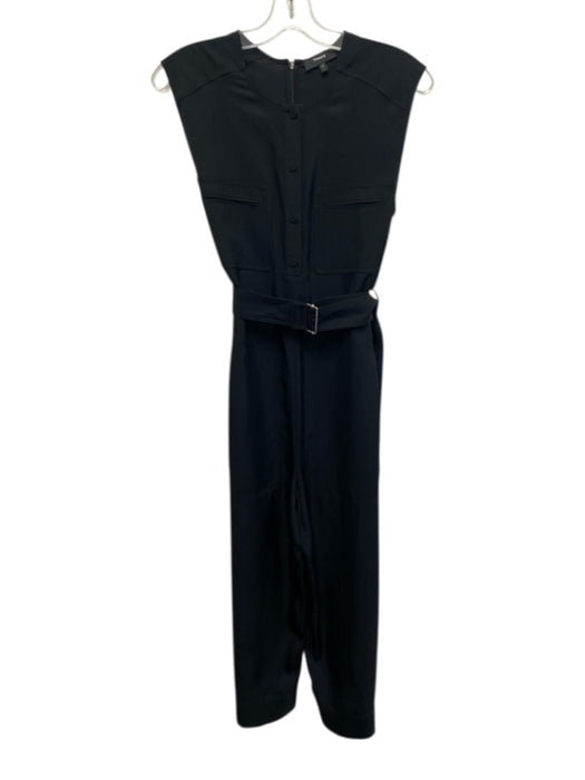Theory Size P Black Triacetate Sleeveless Patch Pockets Jumpsuit Black / P
