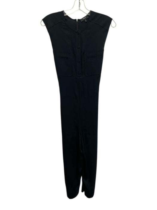 Theory Size P Black Triacetate Sleeveless Patch Pockets Jumpsuit Black / P