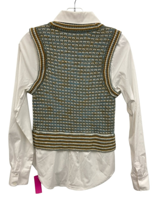 Veronica Beard Size XS White, Blue & Yellow wool & cotton blend Fabric Block Top White, Blue & Yellow / XS
