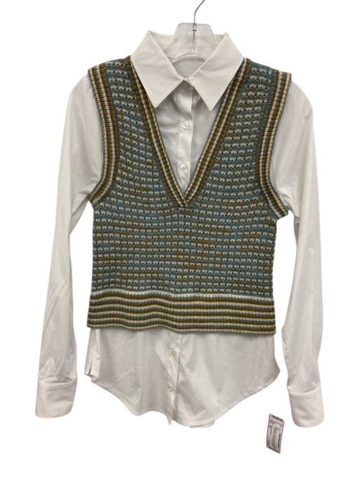 Veronica Beard Size XS White, Blue & Yellow wool & cotton blend Fabric Block Top White, Blue & Yellow / XS