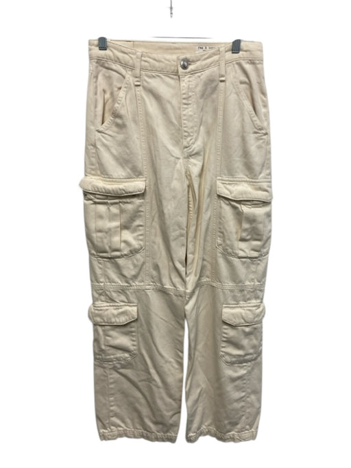 Rag & Bone Size 25 Cream White Cotton Blend Denim Utility Pockets Cargo Jeans Cream White / 25