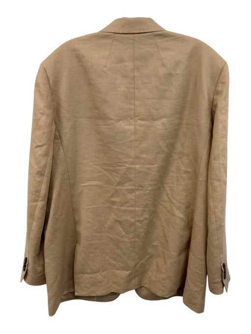 Lafayette 148 Size XL Beige Linen Patch Pocket Stitch Detail Three Button Jacket Beige / XL