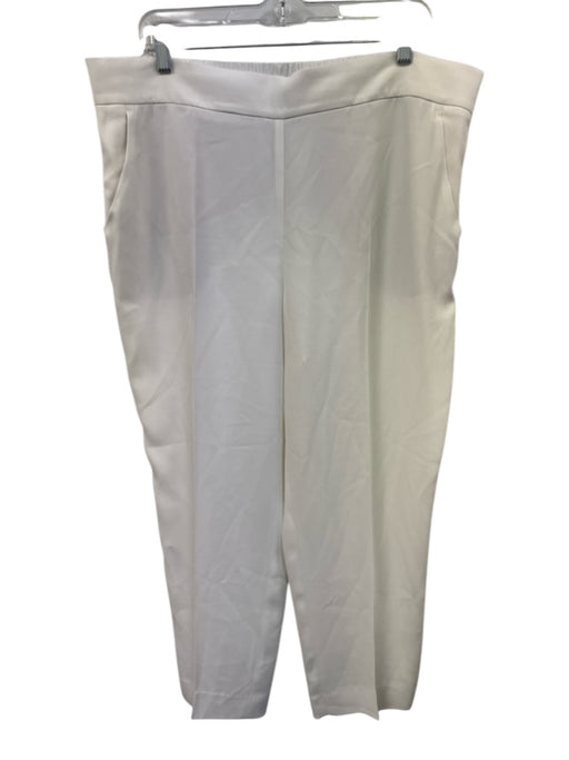 Akris Size 16 White Acetate Blend Elastic Back Pocketed Side Zip Tapered Pants White / 16