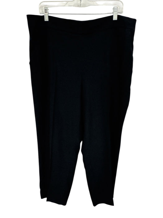 Akris Size 16 Black Acetate Blend Elastic Back Pocketed Side Zip Tapered Pants Black / 16