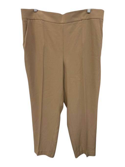 Akris Size 16 Khaki Beige Acetate Blend Elastic Back Pocketed Side Zip Pants Khaki Beige / 16