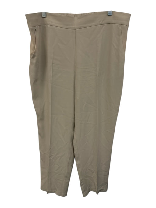 Akris Size 16 Cream Beige Acetate Blend Elastic Back Pocketed Side Zip Pants Cream Beige / 16