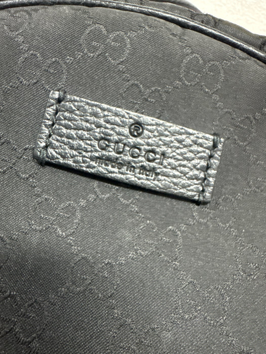 Gucci Black Nylon & Leather Zipper Pockets Guccissima Slim Backpack Bag