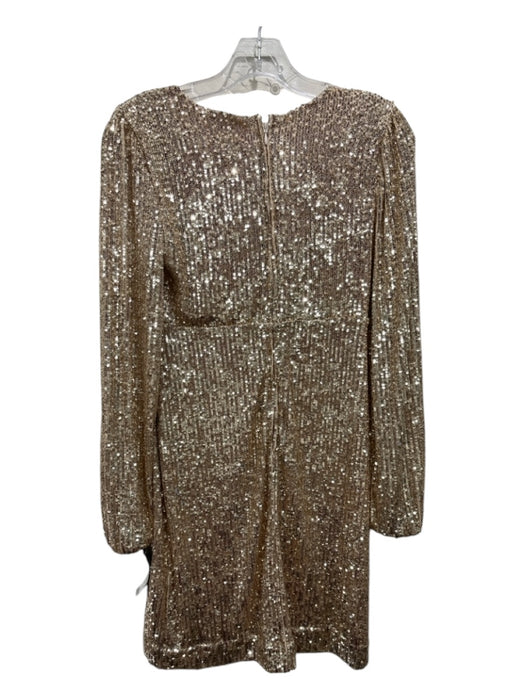 Lilly Pulitzer Size 0 Gold Polyester Sequined Surplice Back Zip Dress Gold / 0