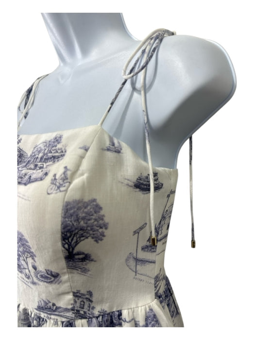 Zimmermann Size 0 Navy & white Linen Tie Straps Toile Gathered Bustier Dress Navy & white / 0