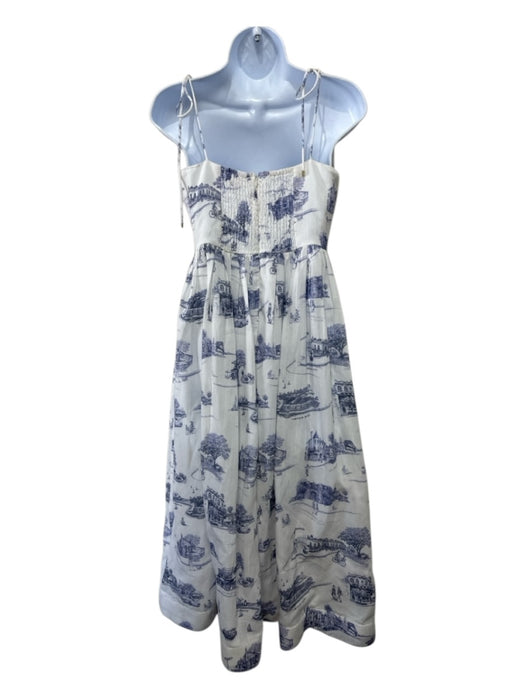 Zimmermann Size 0 Navy & white Linen Tie Straps Toile Gathered Bustier Dress Navy & white / 0