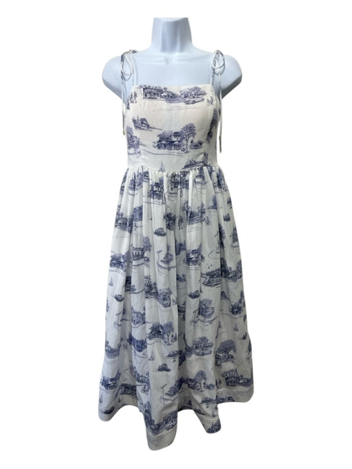 Zimmermann Size 0 Navy & white Linen Tie Straps Toile Gathered Bustier Dress Navy & white / 0